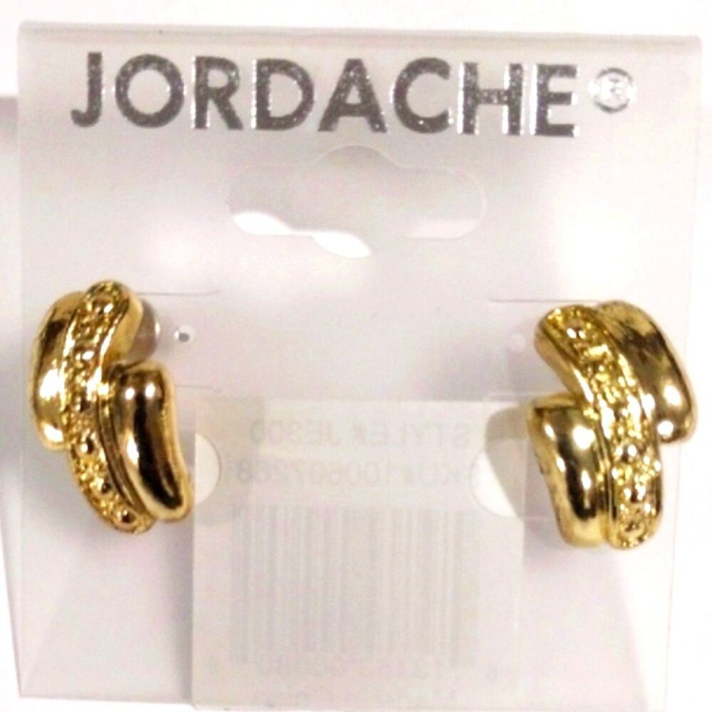 ✨ Jordache Gold-Tone Polished Textured Post Earrings – Elegant Women's Jewelry